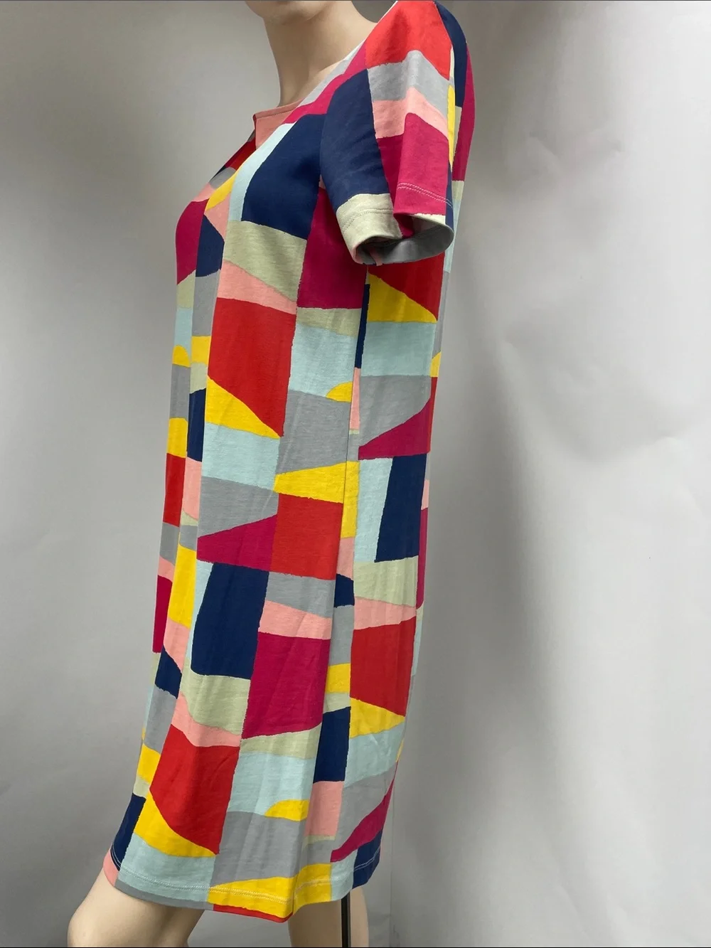 Tory Burch Colorblock Geometric Shift Mini Dress in Red, Yellow, Navy, Pink
